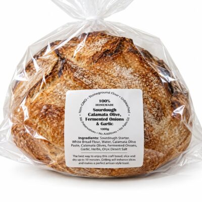 White Calamata Garlic & Fermented Onion Sourdough Bread