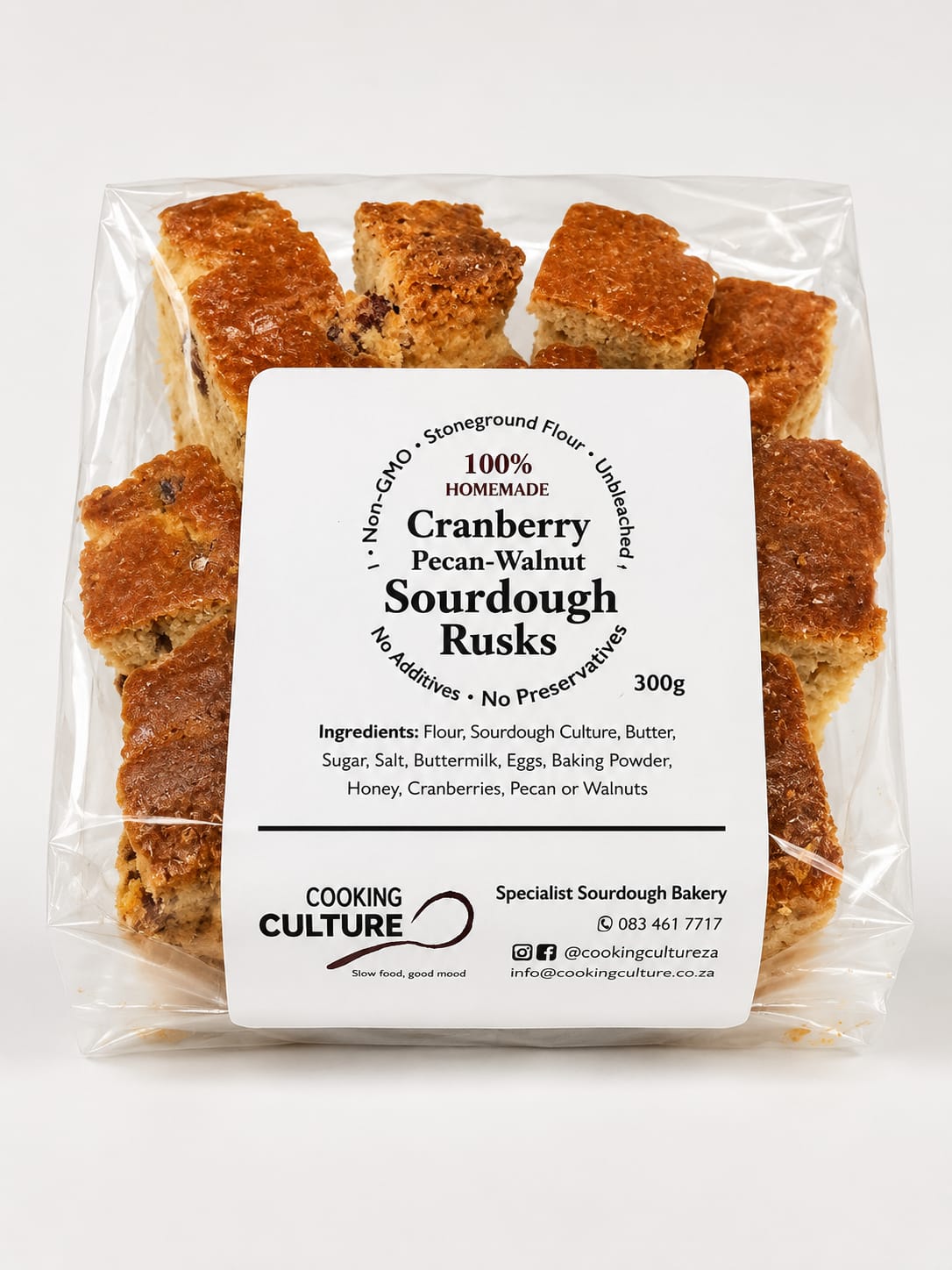 Cranberry & Pecan/Walnut Sourdough Rusks - 300g