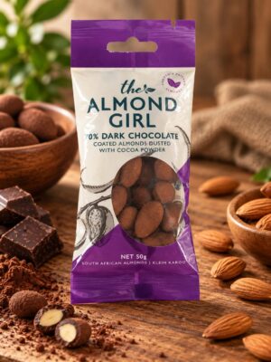 Almonds Coated in 70% Dark Chocolate & Dusted with Cocoa Powder - 50g