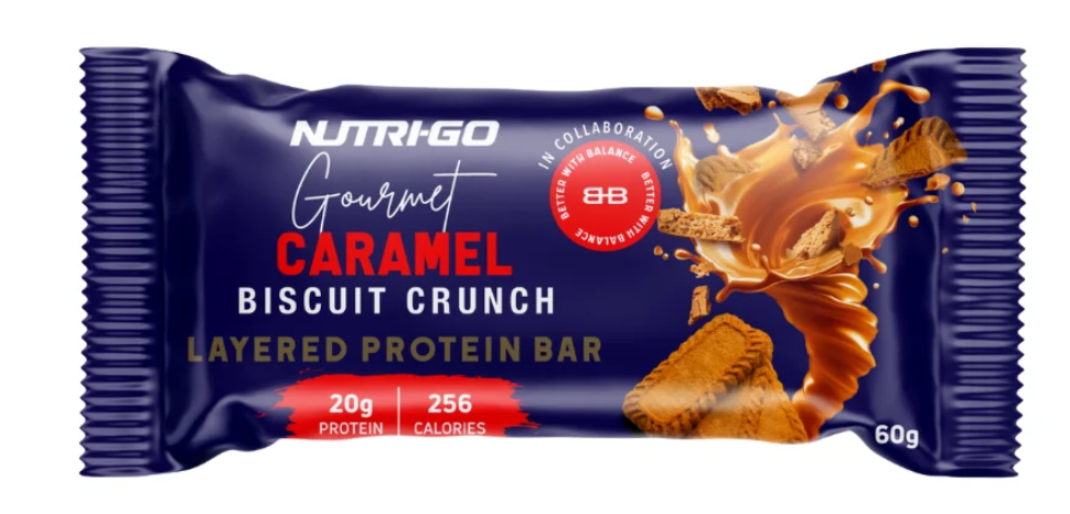 Nutri-Go Caramel Biscuit Crunch Layered Protein Bar - 60g