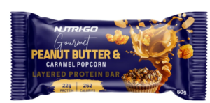 Nutri-Go Peanut Butter & Caramel Popcorn Layered Protein Bar - 60g
