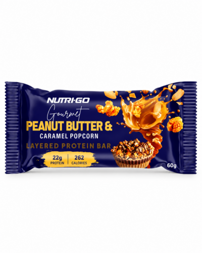 Nutri-Go Peanut Butter & Caramel Popcorn Layered Protein Bar - 60g